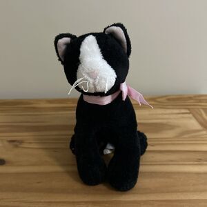 North American Bear Kitties 4 Sale Black & White Cat Plush Pink Bow 2003 2236